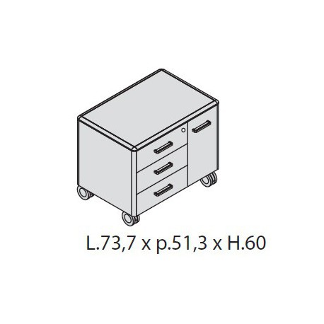 Mobile di servizio su ruote l. cm 73,7