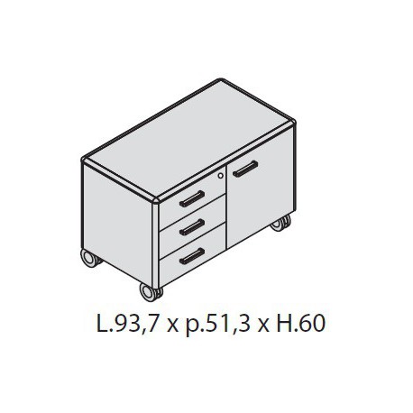 Mobile di servizio su ruote l. cm 93,7