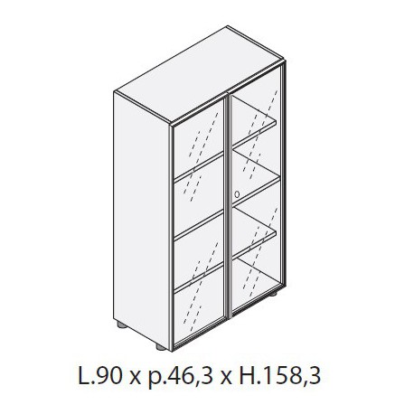 Mobile medio con 2 ante in vetro L.90 cm