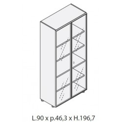 Mobile alto con 2 ante in vetro L.90 cm