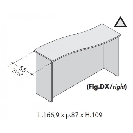 Bancone sagomato per scrivania da cm 160