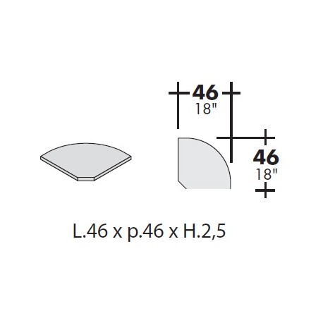 Pianetto per angolo bancone con scrivanie prof cm 80x80