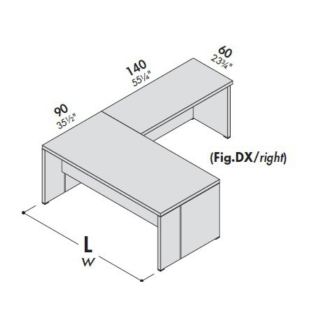Scrivania direzionale DELTA EVO con allungo L.230