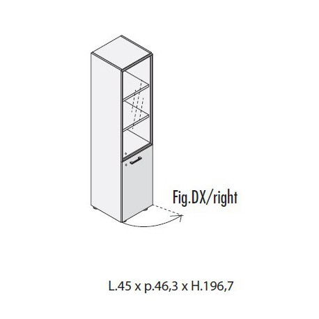 Mobile alto con 1 anta in legno+1 vetro L.45 cm
